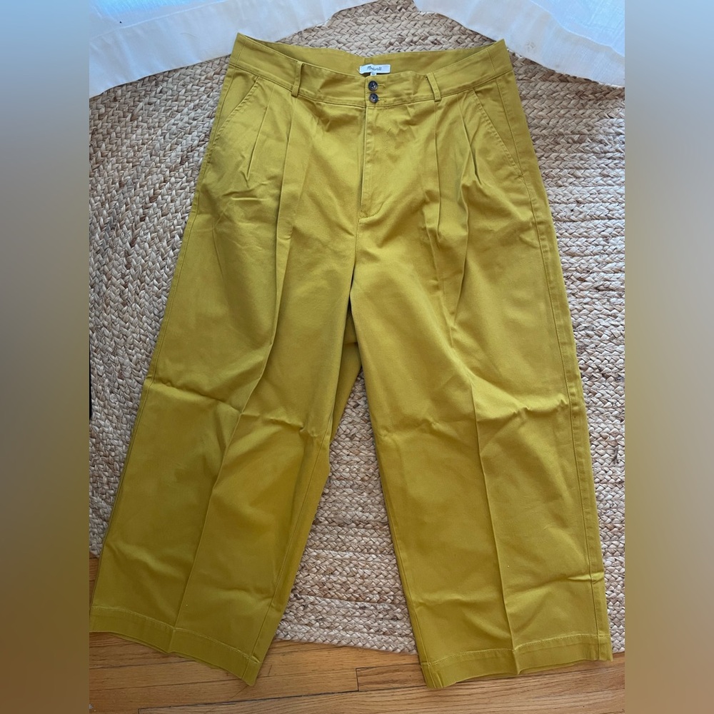 Wide Leg Pleated Trousers Crop Length Madewell